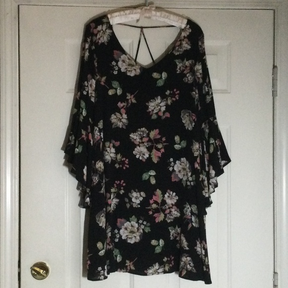 Fun Flowy Floral Dress, Strappy Low Back, Amazing Bell Sleeves, MTS Size S, Boho - Picture 9 of 15